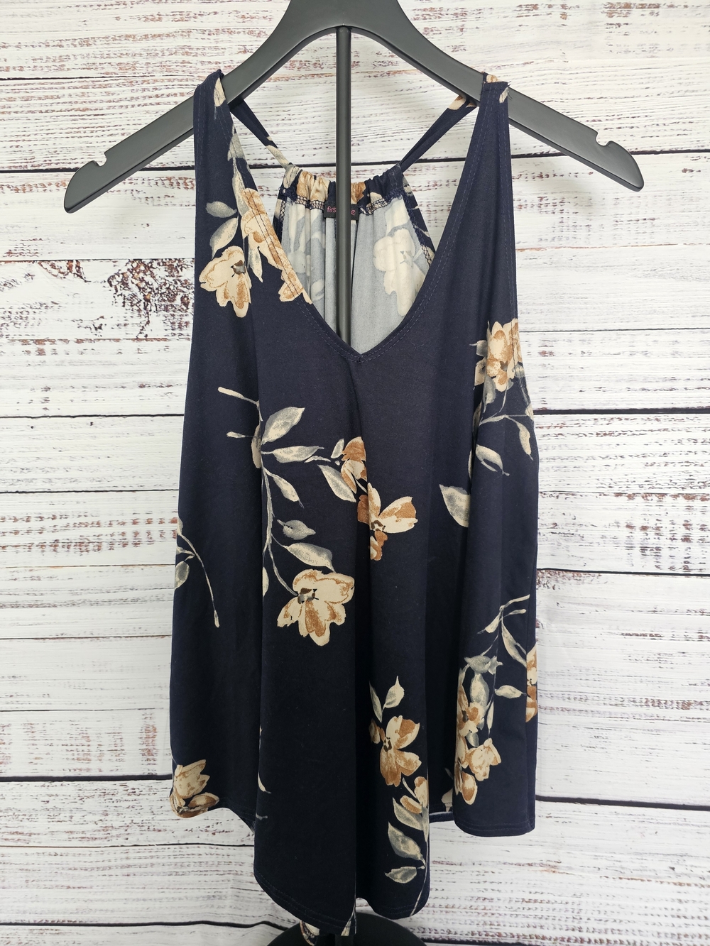 First Love Navy Floral Halter Tank Top